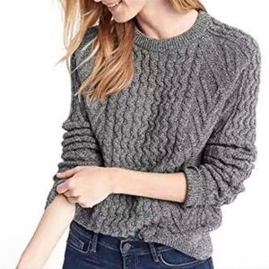 Gap Women’’s dark grey marled cable crewneck sweater